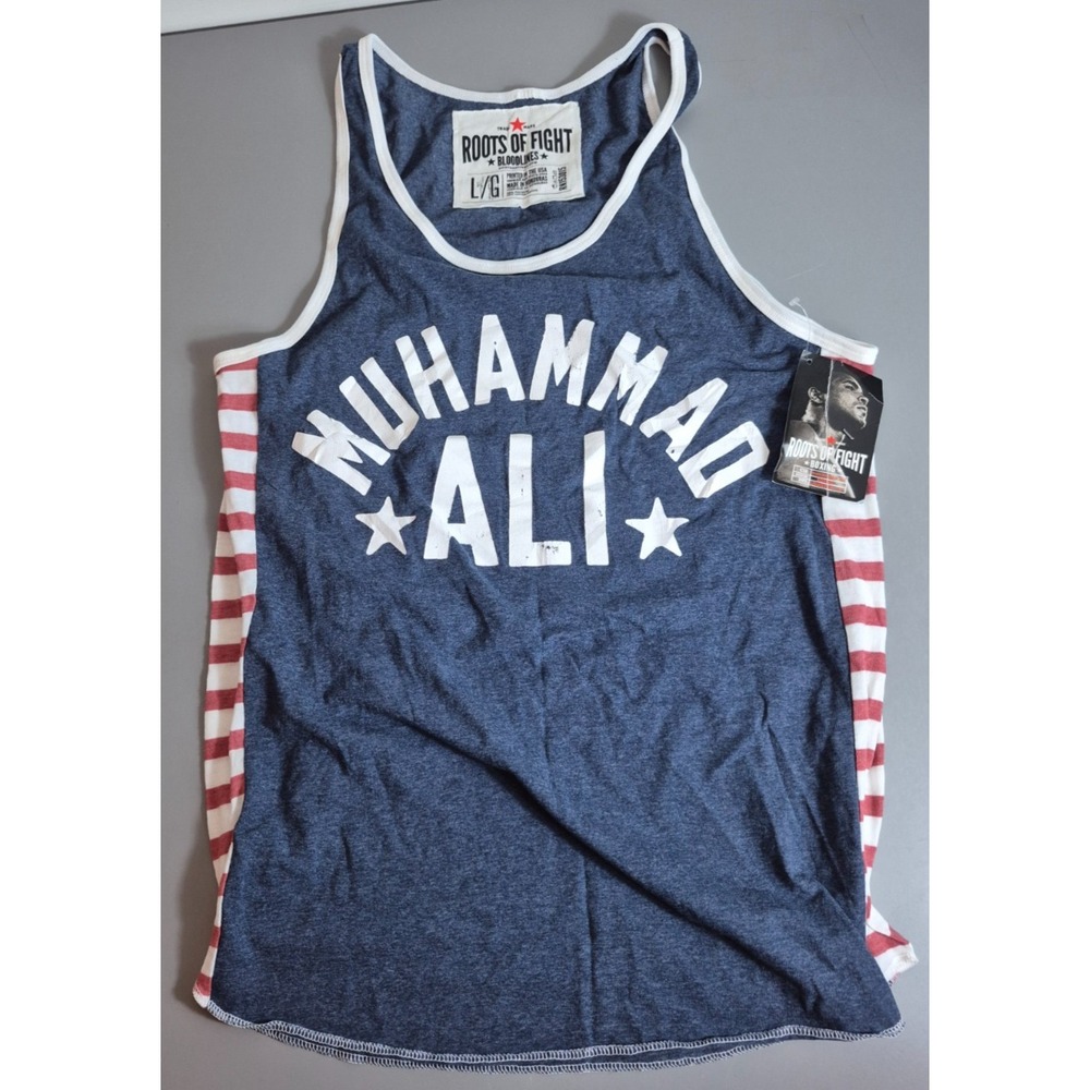 Roots of Fight Bloodlines Muhammad Ali Tank Top Mens Large Red White Blue NEW